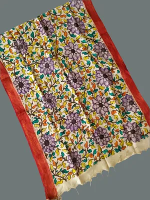 Kalamkari Hand Painted Silk Dupatta