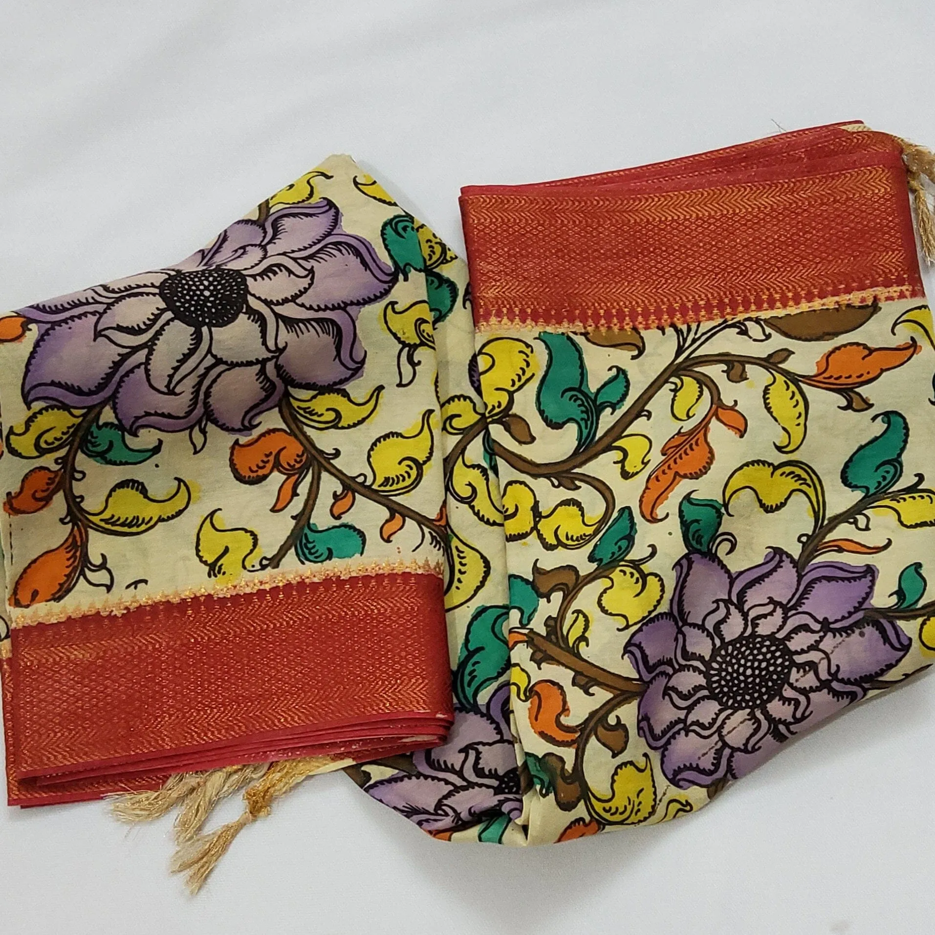 Kalamkari Hand Painted Silk Dupatta