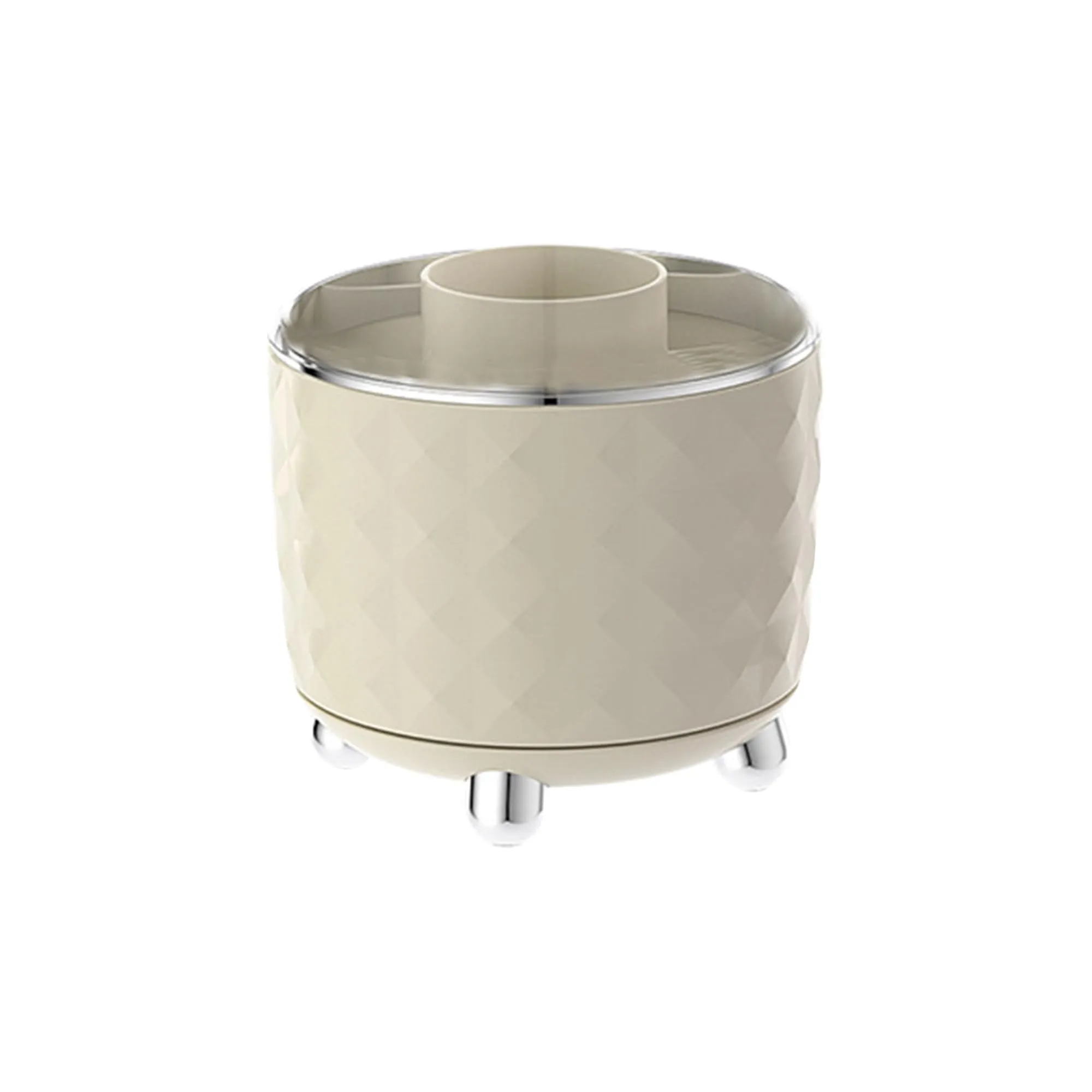 Kuber Industries Multipurpose Storage Holder | Decorative Crystal Finish Stylish Look | Makeup Brush Holder | Desk Storage Container | YM.6698CS | Cream Silver