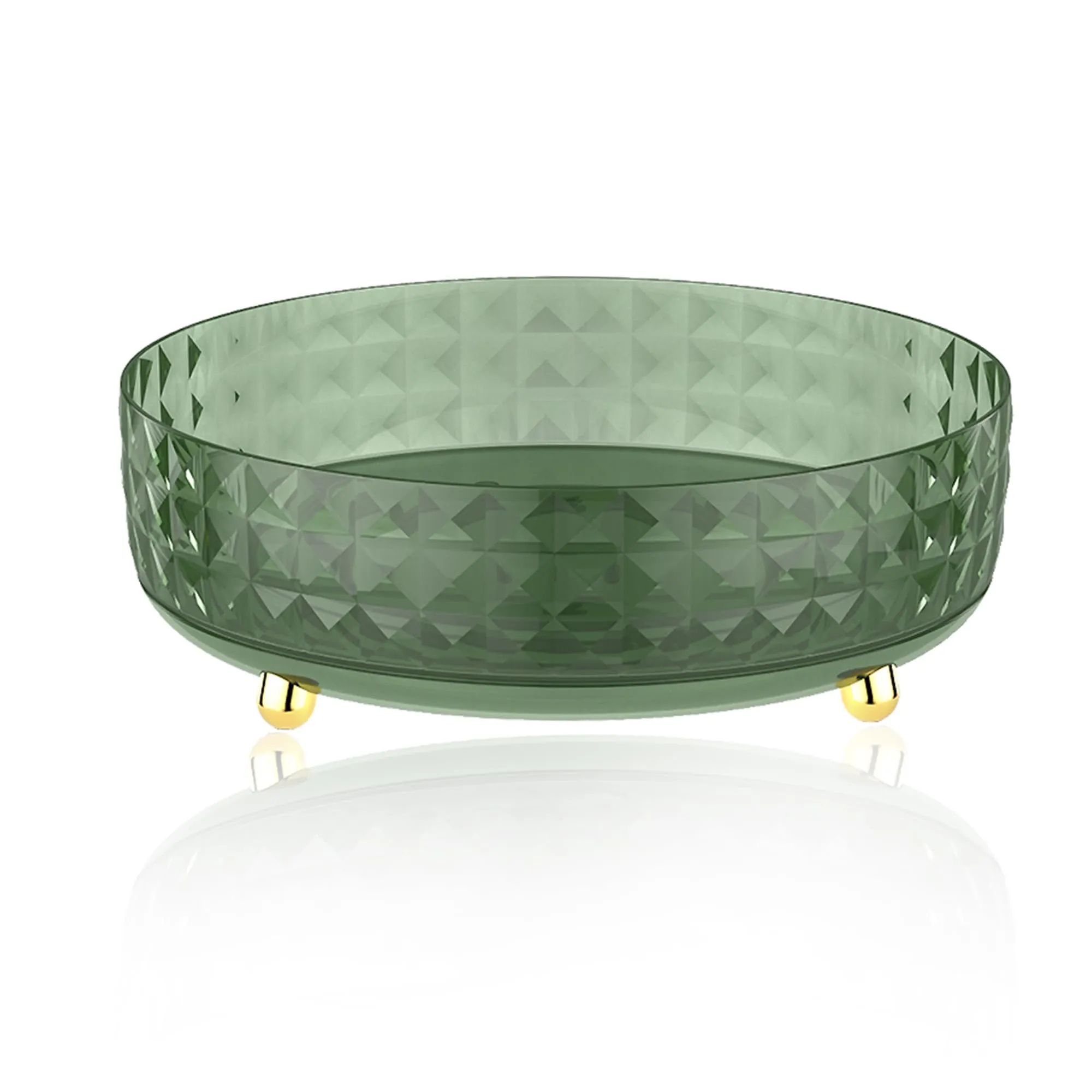 Kuber Industries Multipurpose Storage Organiser Tray Large | 360 Rotation | Decorative Rounded Corner | Easy Access Sturdy Base Kitchen | YM.6706D | Dark Green