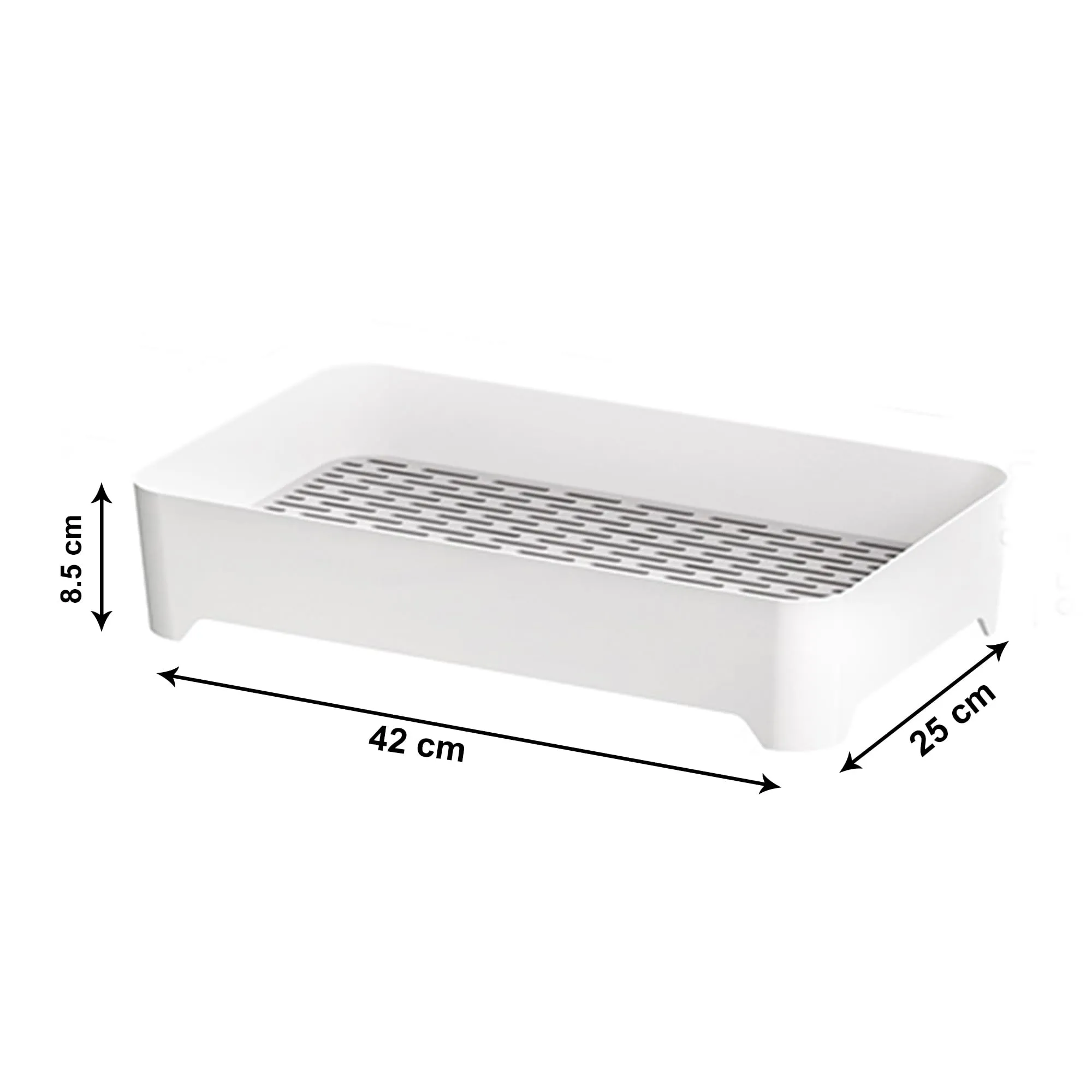Kuber Industries Pack of 5 Multipurpose Decorative Drain Tray Large | Makeup Perfume Organiser, Bathroom, Decorative Dresser, Kitchen Countertop Organiser Tray | Anti Slip | YM.6302G | Grey