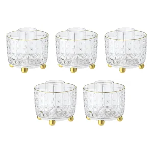 Kuber Industries Pack of 5 Multipurpose Storage Holder | Decorative Crystal Finish Stylish Look | Makeup Brush Holder | Desk Storage Container | YM.6698T | Transparent Gold