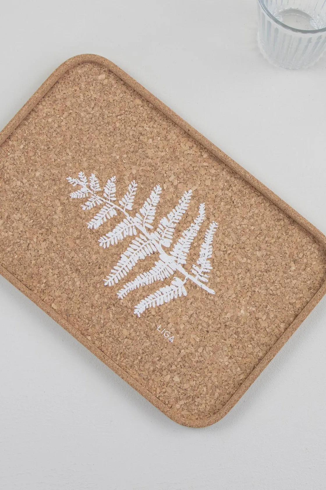 Liga Cork Drinks Tray in Fern