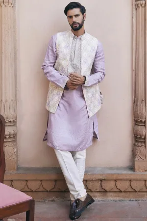 Lilac Mirror Embroidered Bundi Set