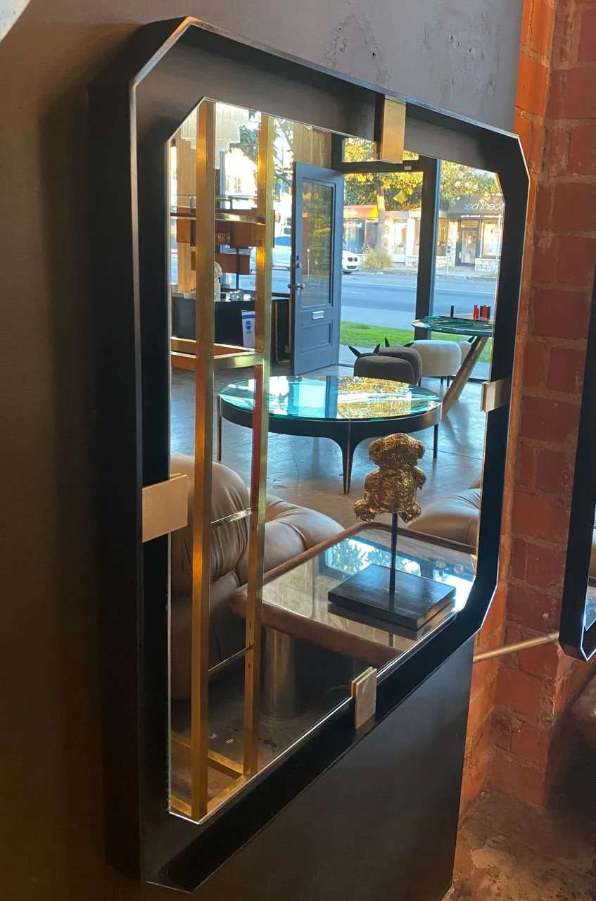 MA 39's Iron floating and Brass Square Mirror, 21st Century .Italy