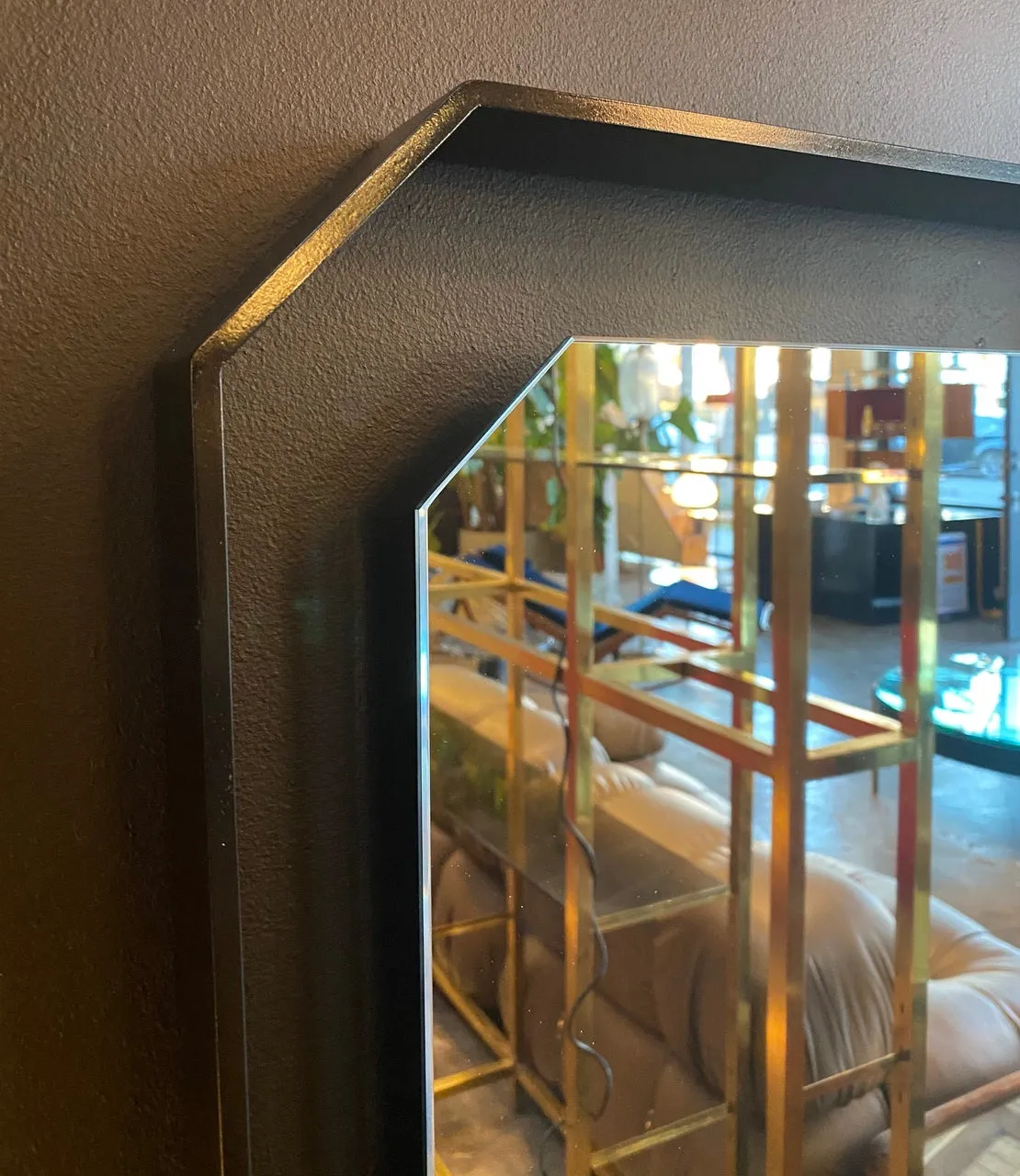 MA 39's Iron floating and Brass Square Mirror, 21st Century .Italy