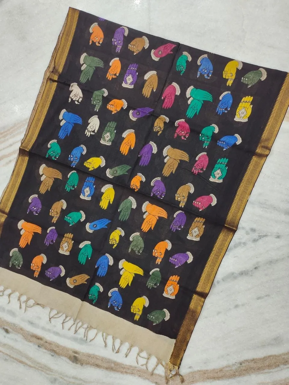 Mangalagiri Cotton Hand Painted Kalamkari Dupatta