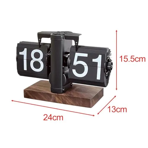 MERISHOPP Flip Desk Clock Digital Automatic Page Turning Clock for Bedroom Office All Black 24h