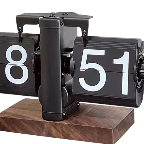 MERISHOPP Flip Desk Clock Digital Automatic Page Turning Clock for Bedroom Office All Black 24h