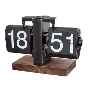 MERISHOPP Flip Desk Clock Digital Automatic Page Turning Clock for Bedroom Office All Black 24h