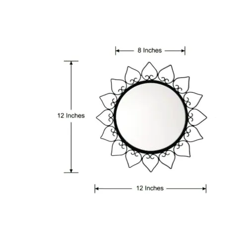 Metal Decorative Mirror Wall Mounted Hanging Mirror Metal Golden Rose Design Modern Art Mirror for Home Décor(Black) (Gold)
