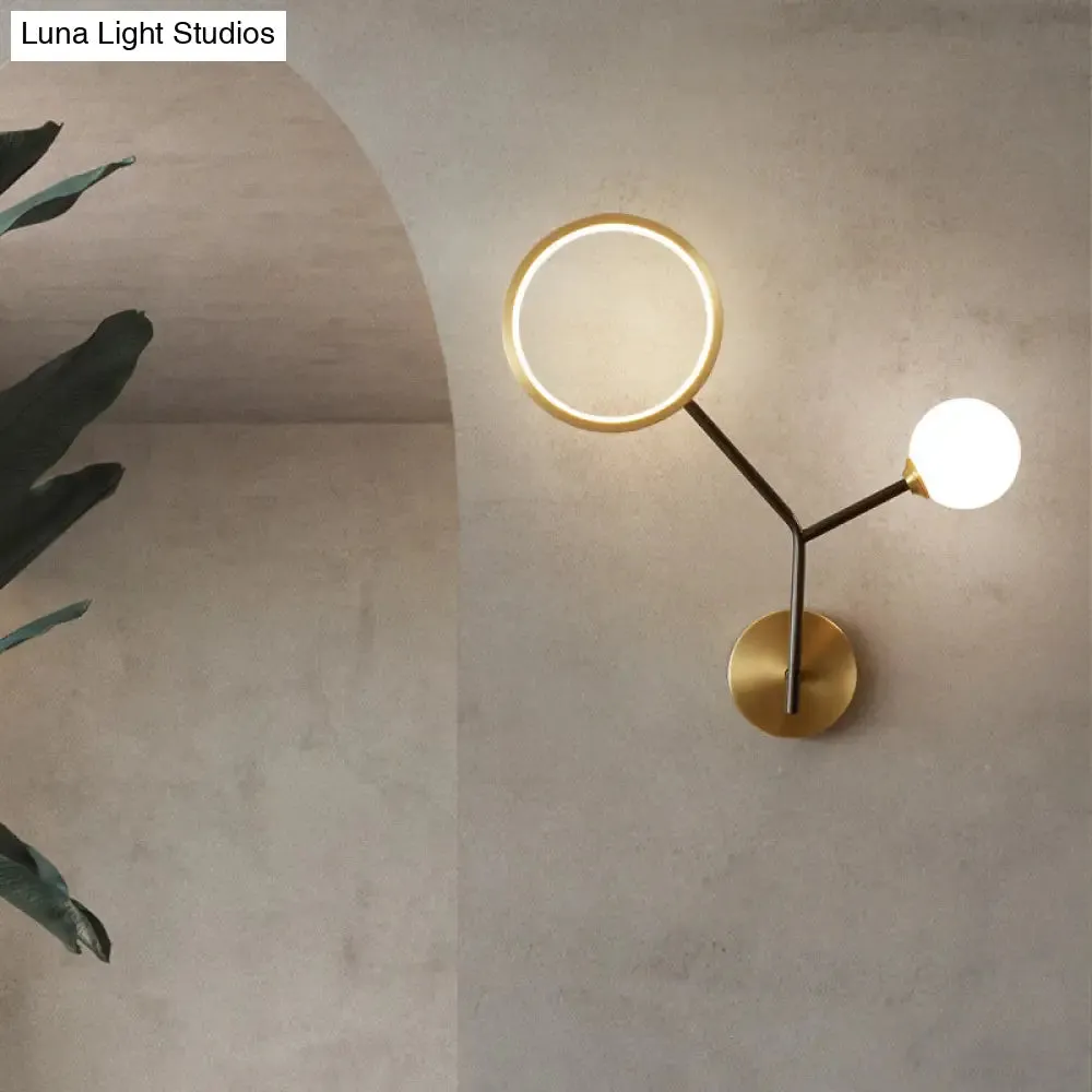 Minimalist Cream Glass LED Wall Sconce Lamp for Bedroom Lighting