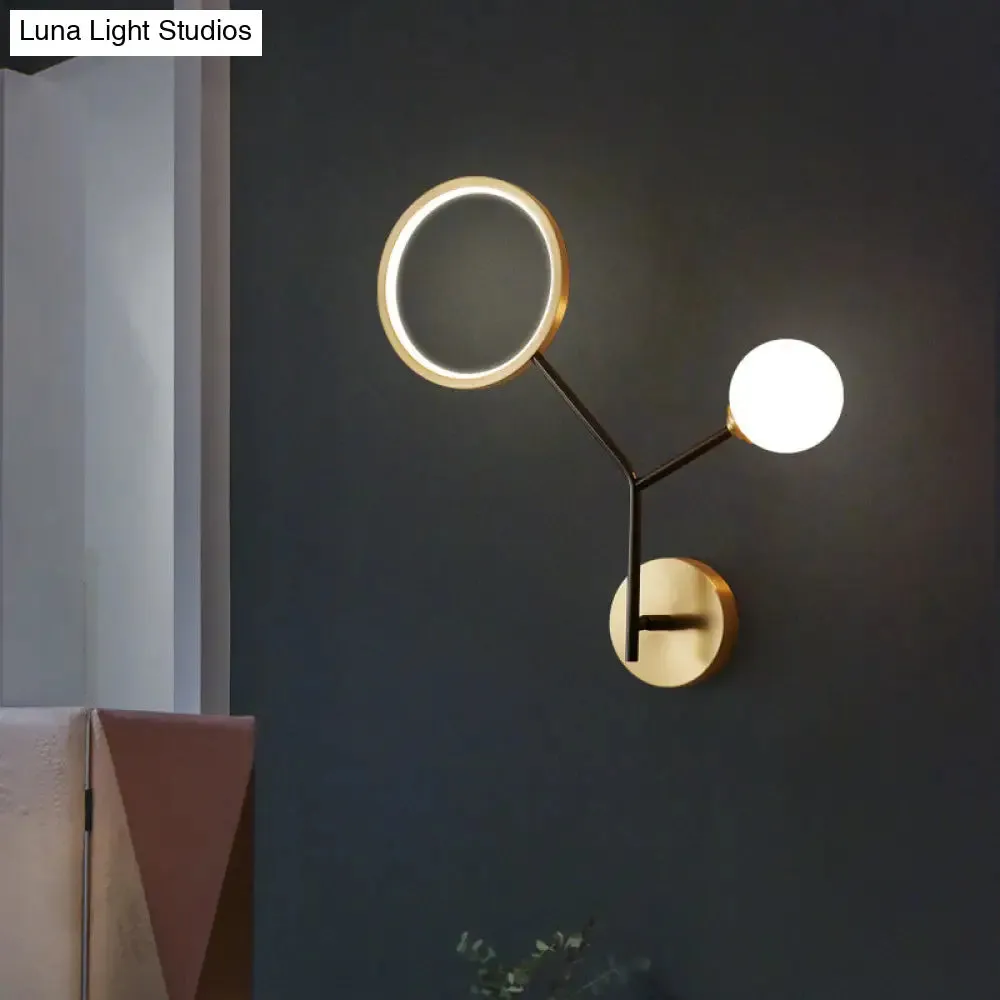 Minimalist Cream Glass LED Wall Sconce Lamp for Bedroom Lighting