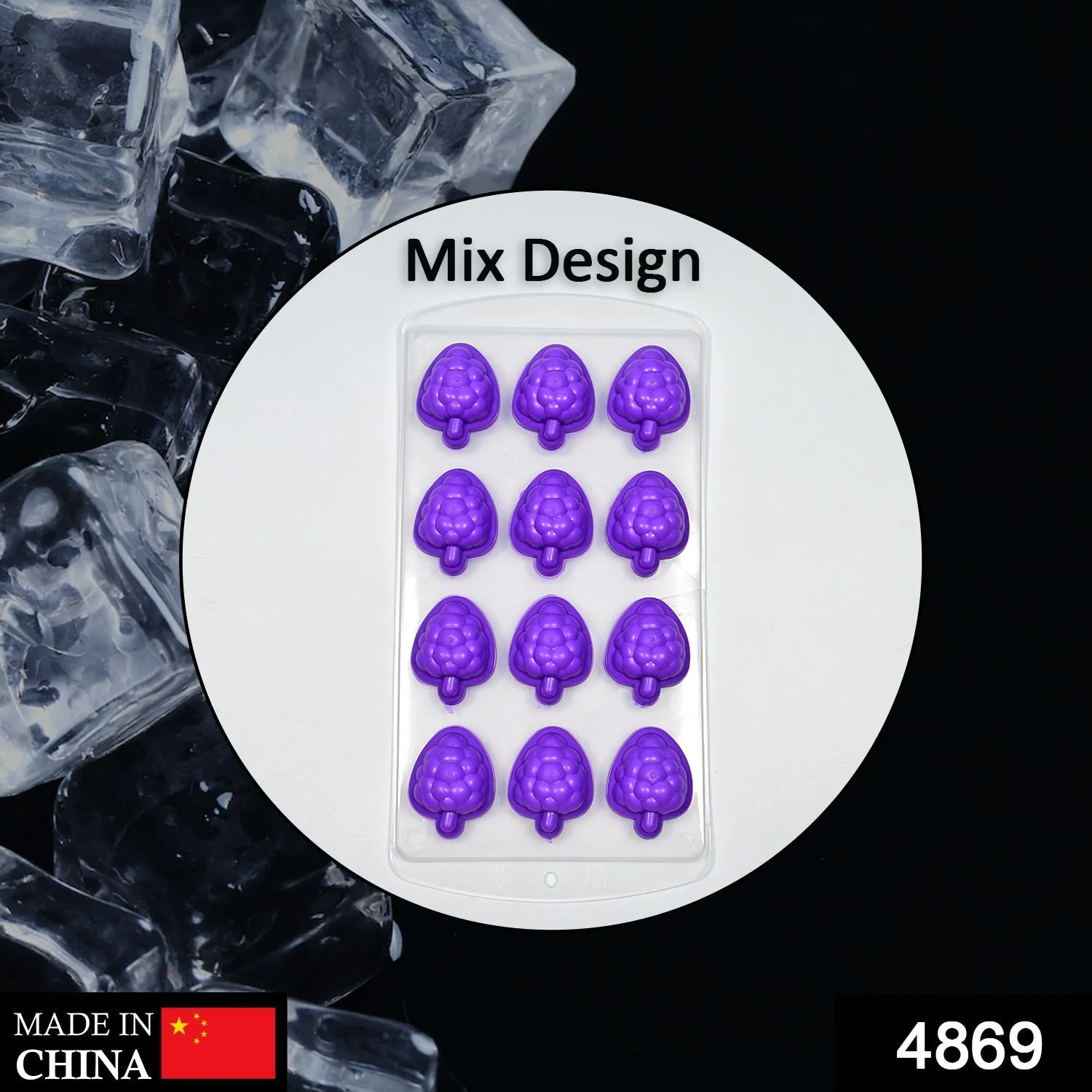 Mix design Ice Trays with Lid for Freezer with Easy to Release Flexible Silicone shape ice cavity.