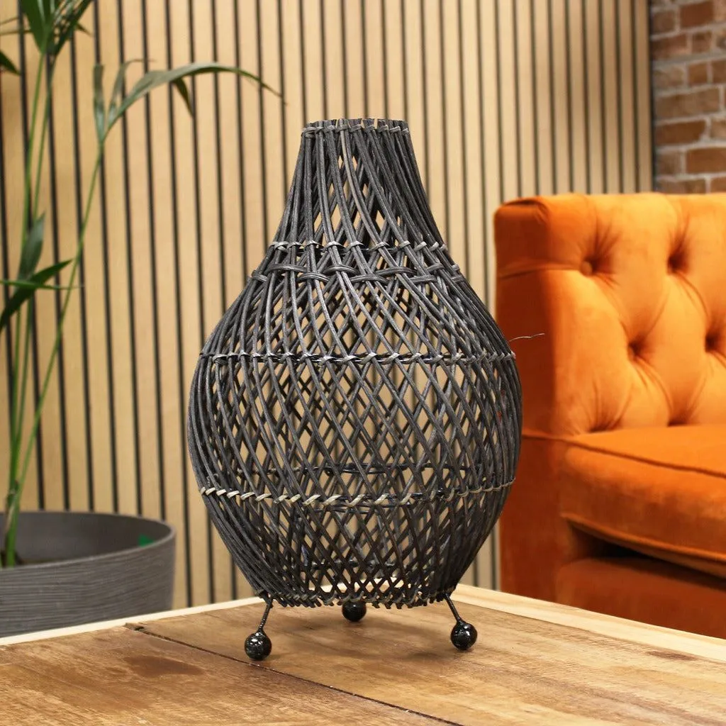 Natural Homeware Handmade Rattan Table Lamps - Black Brown or Natural