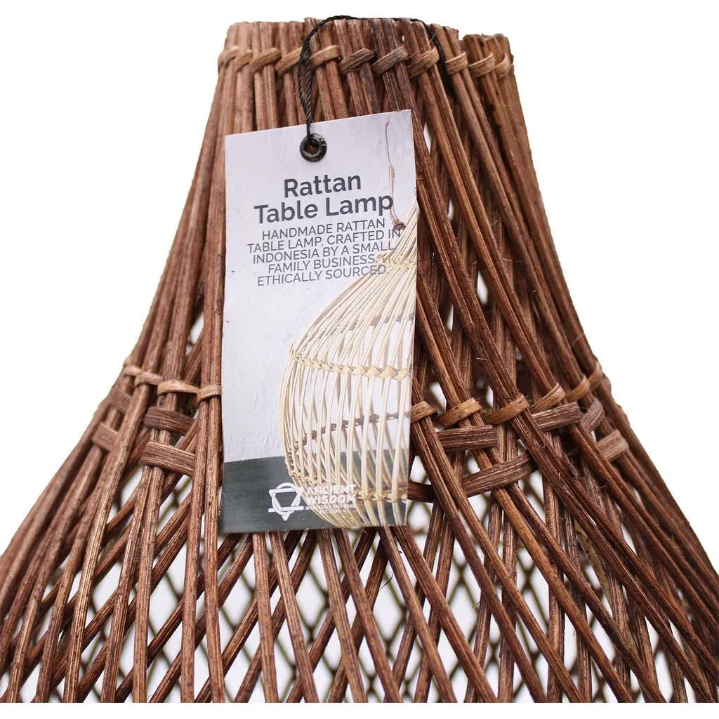 Natural Homeware Handmade Rattan Table Lamps - Black Brown or Natural