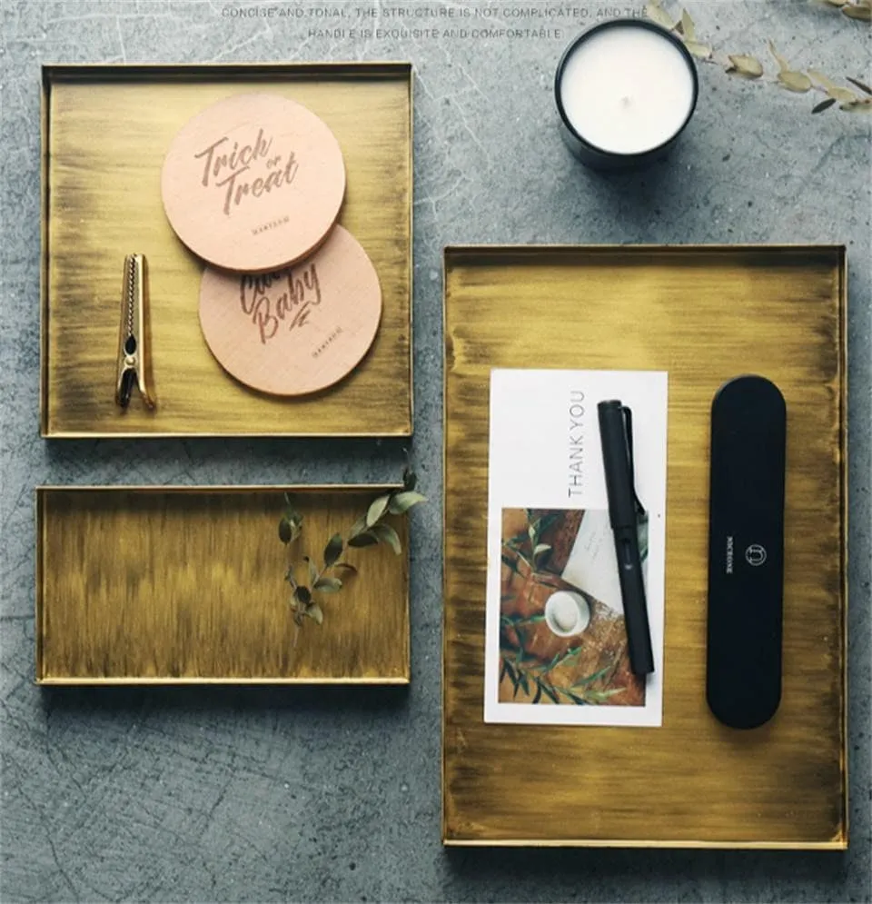 Nordic Geometric Gold Metal Trays