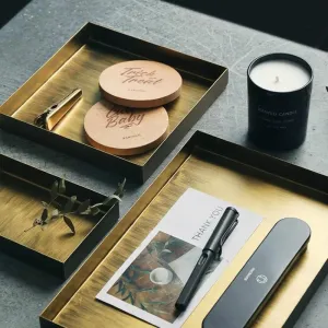 Nordic Geometric Gold Metal Trays