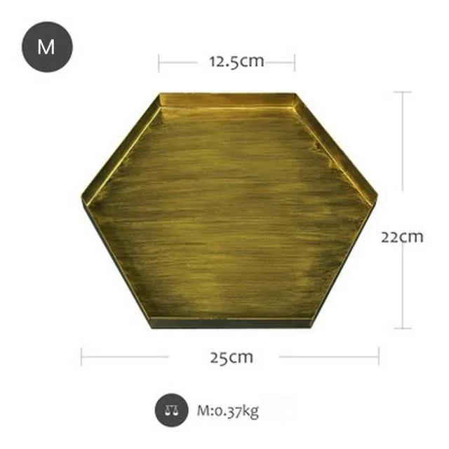 Nordic Geometric Gold Metal Trays