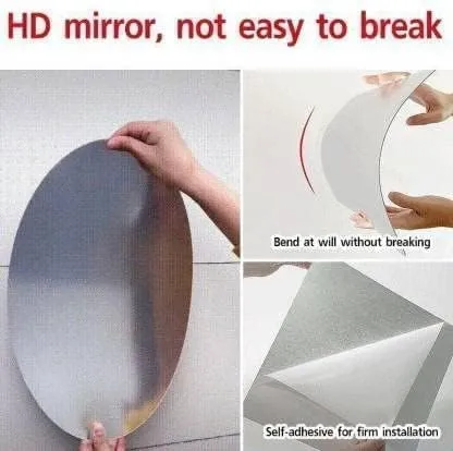 Oval shape adhesive mirror sticker for wall on tiles bathroom bedroom living room Basin Mirror Bathroom Wall Mirror Stickers unbreakable plastic wall mirror 20 * 30