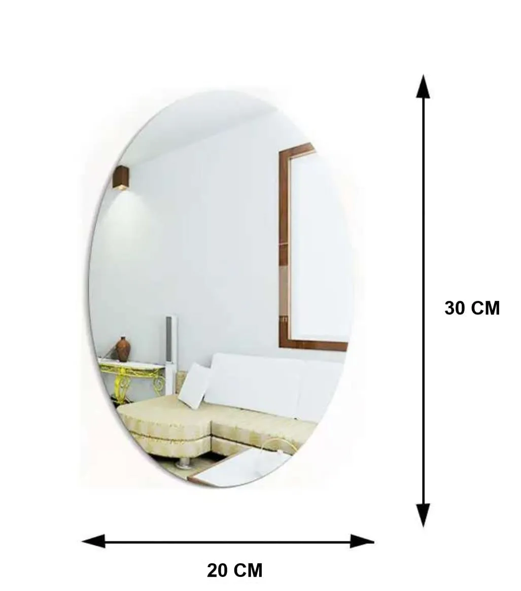 Oval Shape Adhesive Mirror Sticker for Wall on Tiles Bathroom Bedroom Living Room Basin Wall Mirror Stickers Unbreakable Plastic Wall Mirror 30 * 20 (A) (Silver, Unframed)