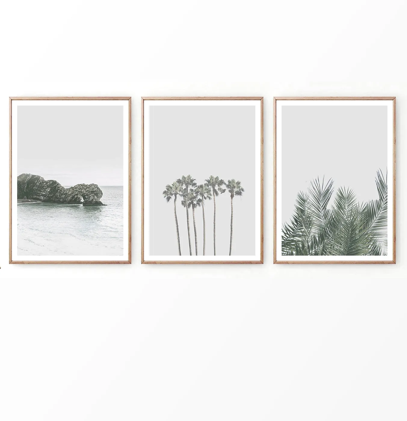 Palm Tree Wall Art Set of 3 Pastel Coastal Prints