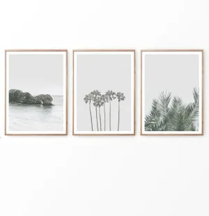 Palm Tree Wall Art Set of 3 Pastel Coastal Prints