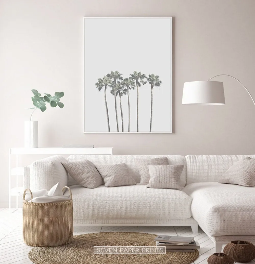 Palm Tree Wall Art Set of 3 Pastel Coastal Prints