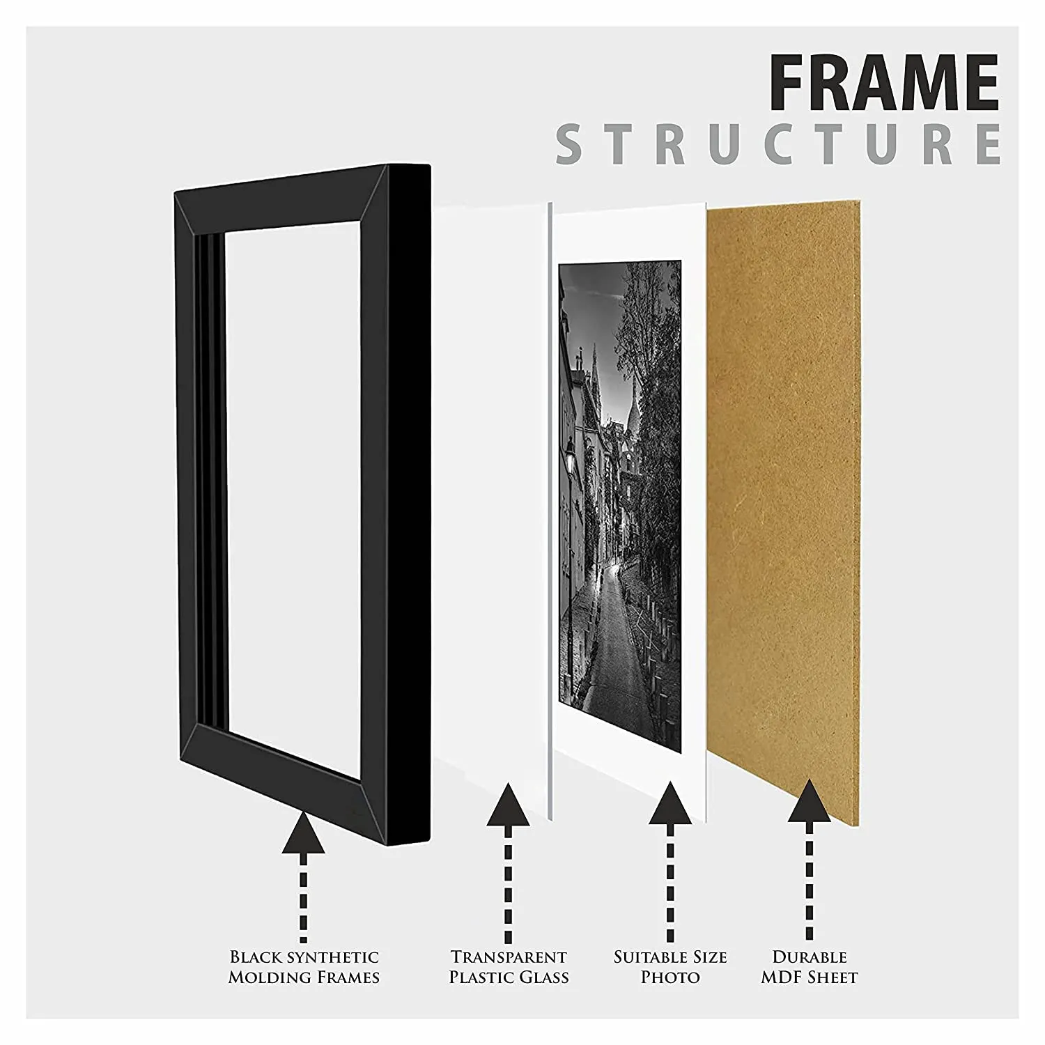 PAPER PLANE DESIGN Wall Photo Frames for living Room, Set of 16 Photo frames (Black)