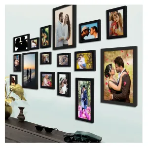 PAPER PLANE DESIGN Wall Photo Frames for living Room, Set of 16 Photo frames (Black)
