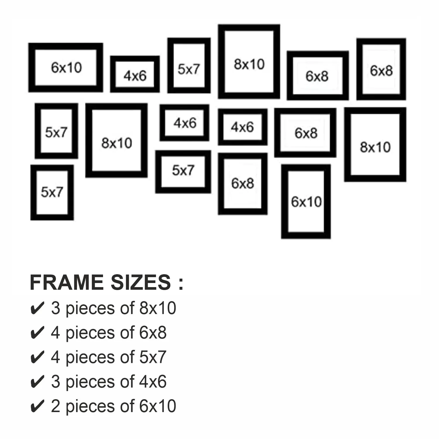 PAPER PLANE DESIGN Wall Photo Frames for living Room, Set of 16 Photo frames (Black)
