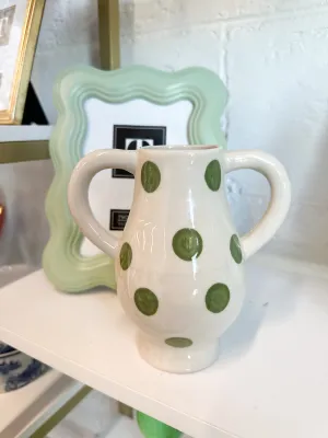 Poppy Hand-Painted Stoneware Vase w/ Handles