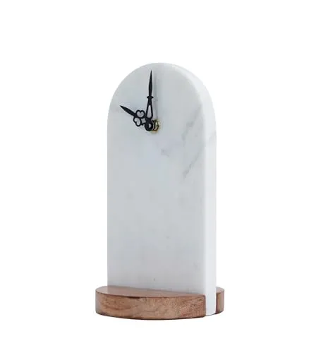 POSH N PLUSH Marble and Wood Table Clock
