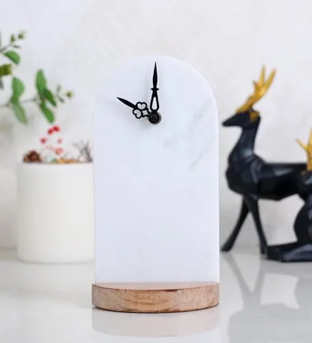 POSH N PLUSH Marble and Wood Table Clock