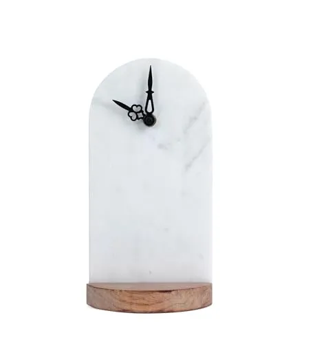 POSH N PLUSH Marble and Wood Table Clock