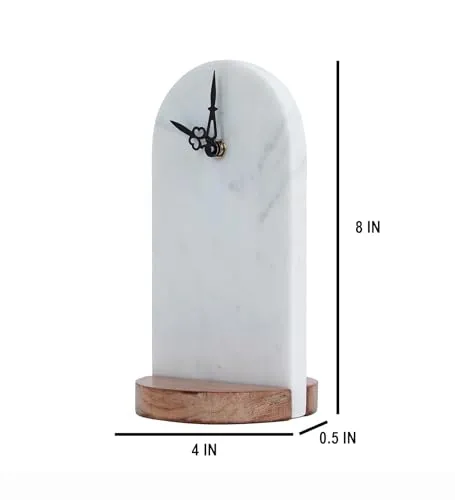 POSH N PLUSH Marble and Wood Table Clock