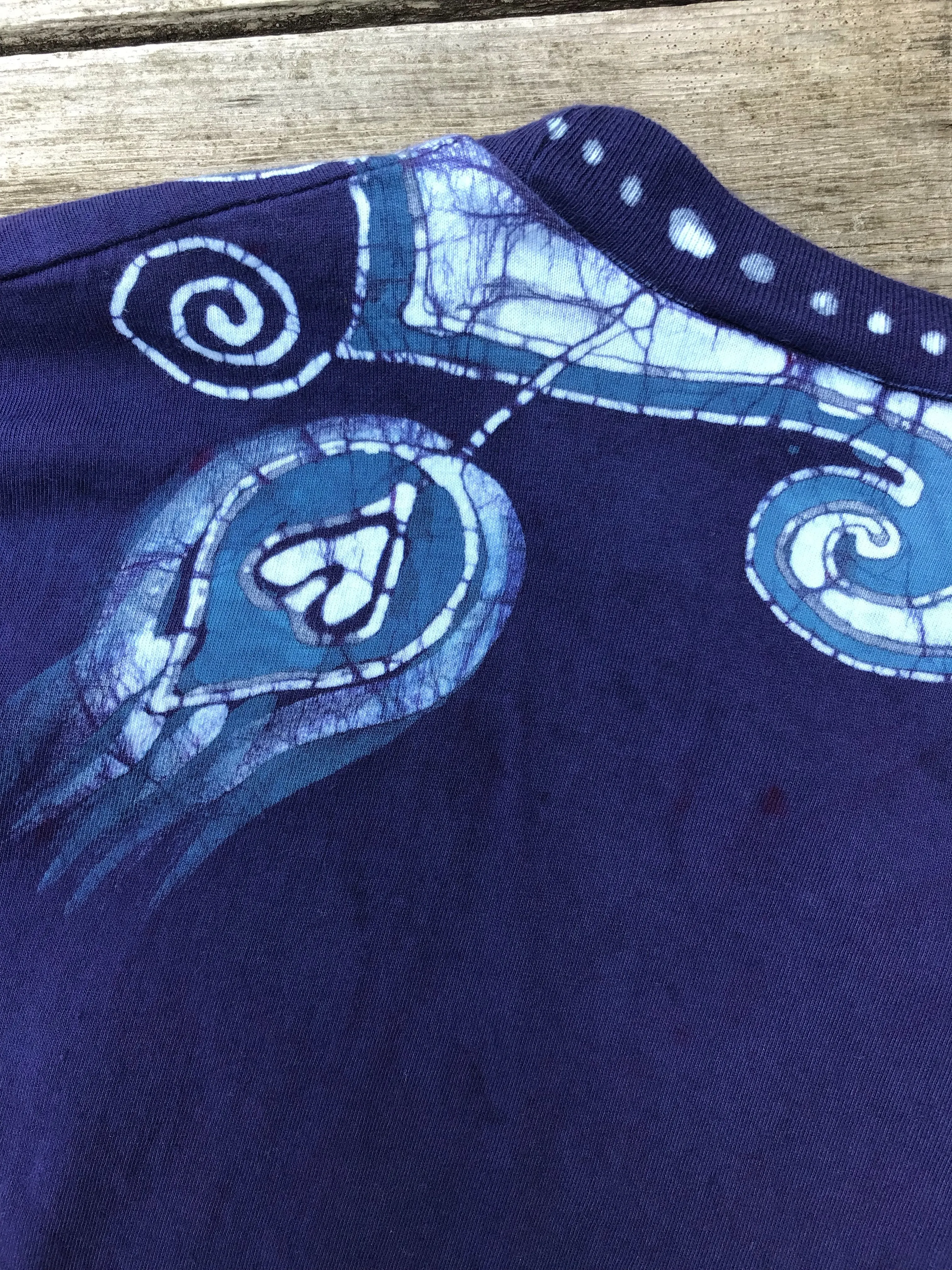Purple Peacocks Hand Painted Batik Tee