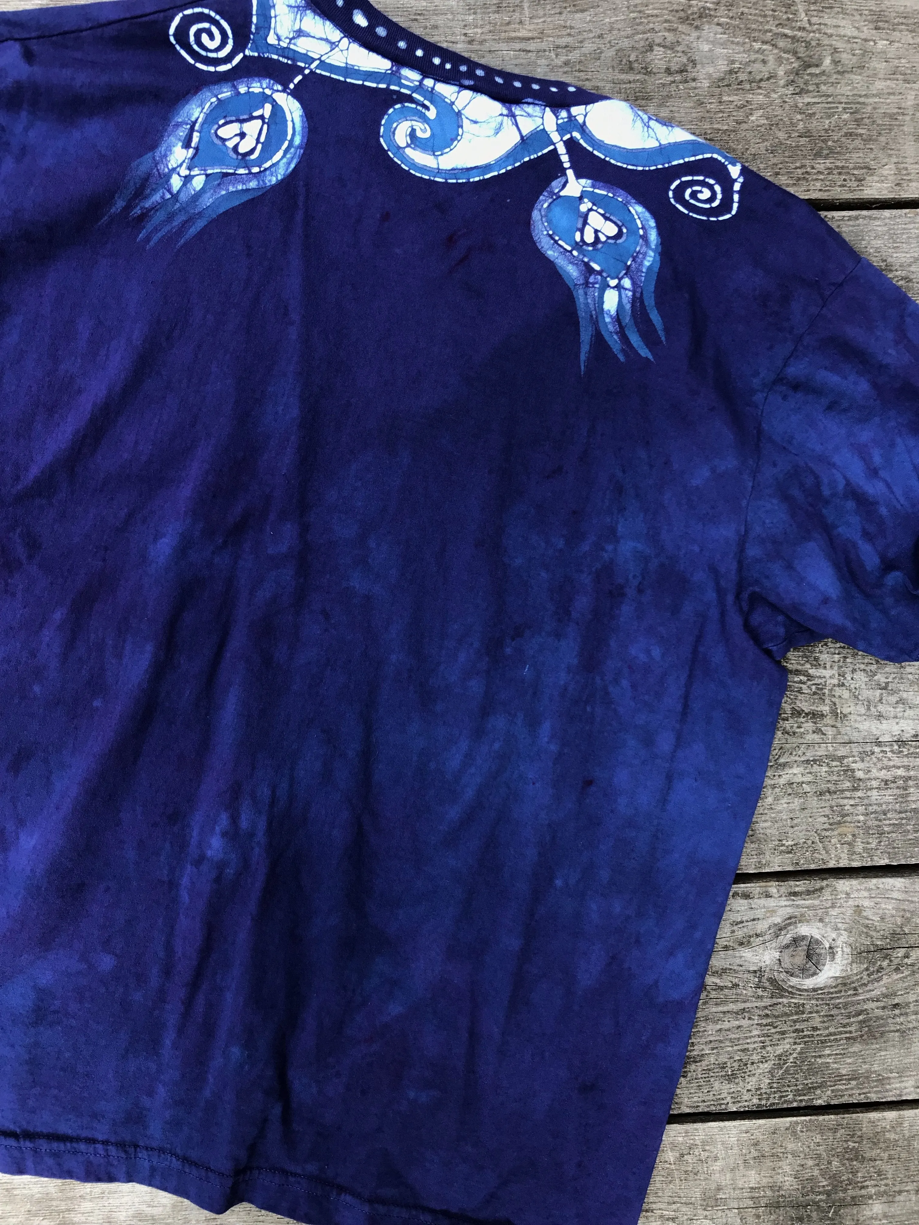 Purple Peacocks Hand Painted Batik Tee