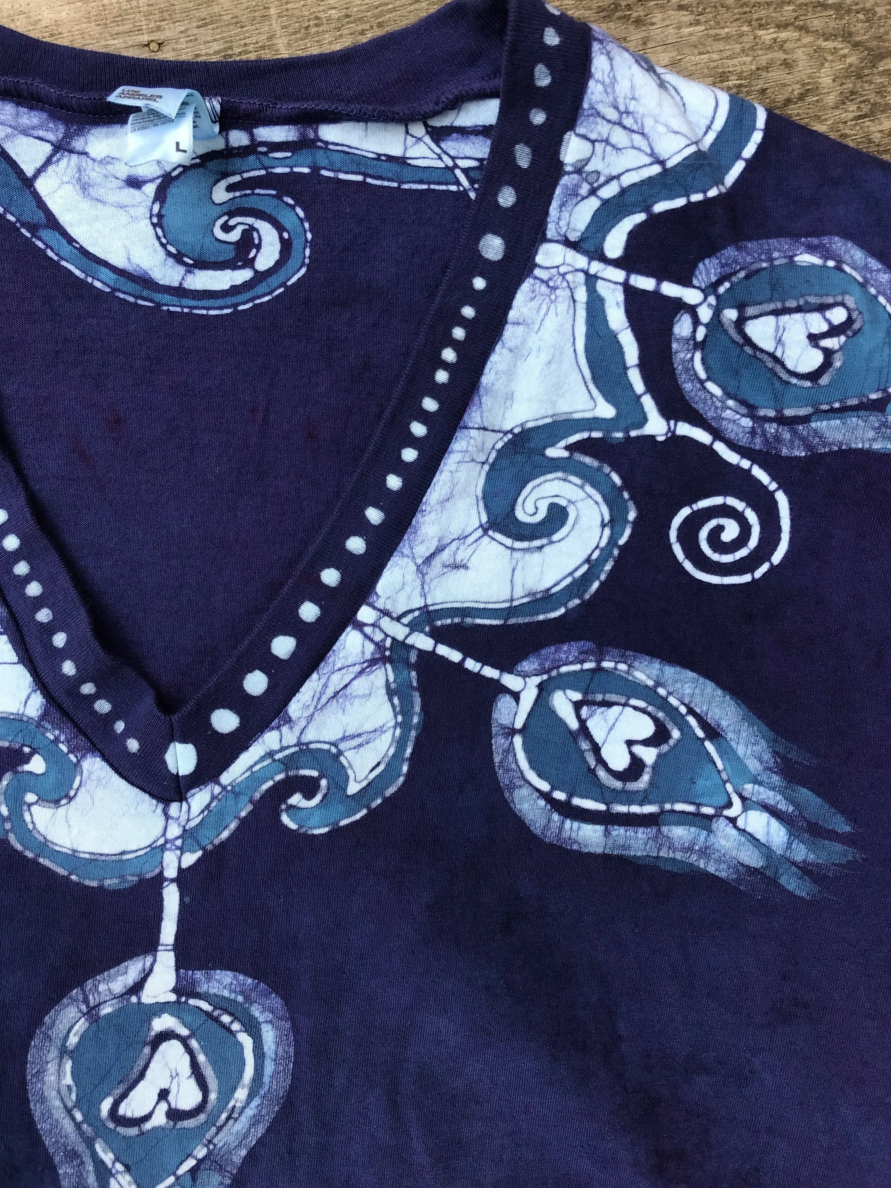 Purple Peacocks Hand Painted Batik Tee