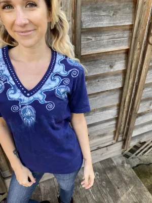 Purple Peacocks Hand Painted Batik Tee