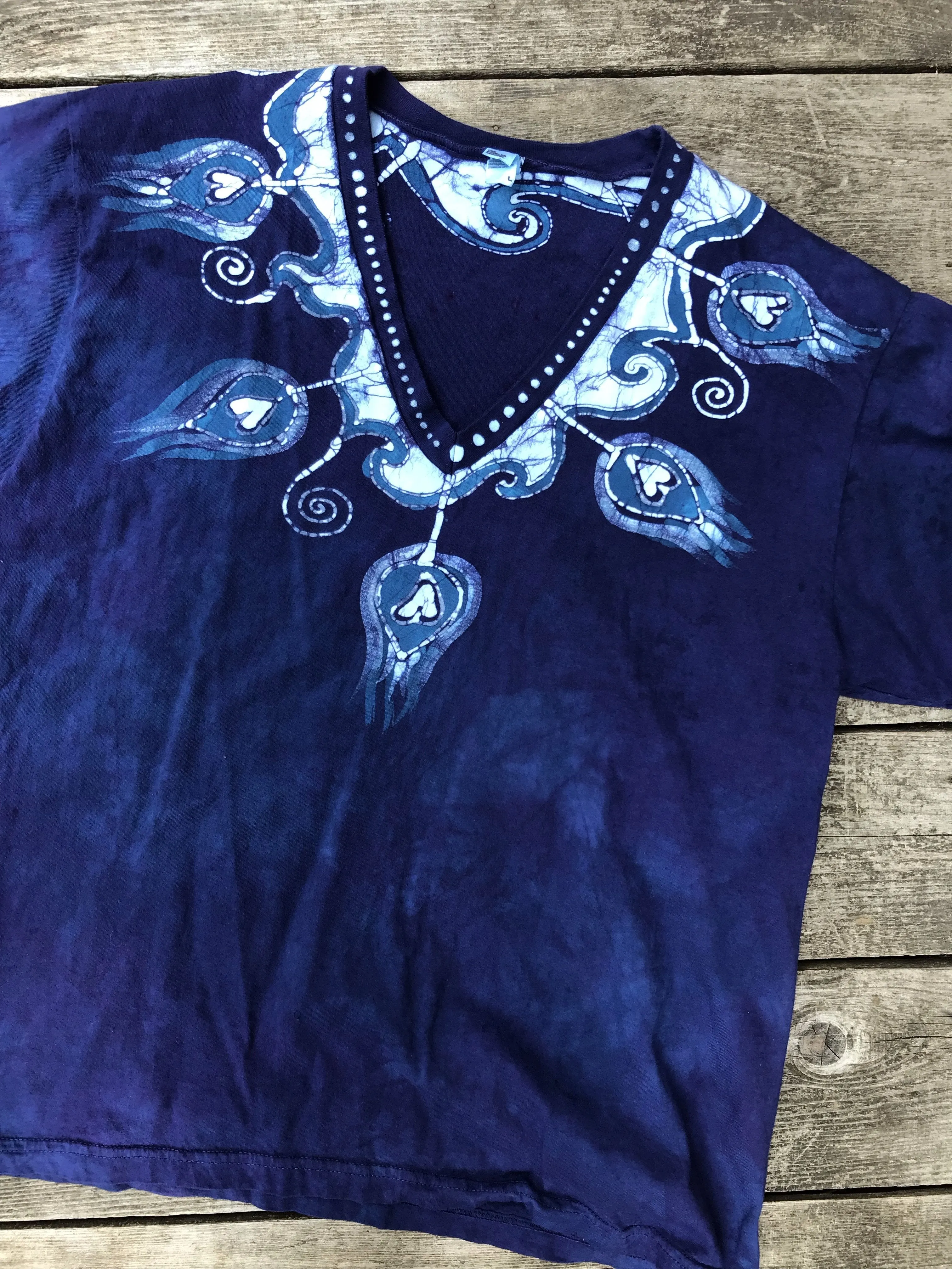 Purple Peacocks Hand Painted Batik Tee