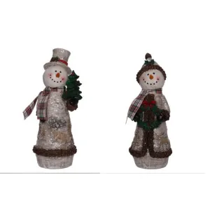 Regency International 10.5" Resin Etched Snowman with Scarf Set of 2 Assortment