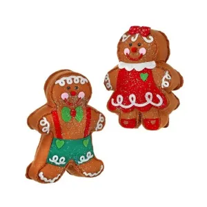 Regency International 13"Frost Felt Gingerbread Boy/Girl Tablepiece, S/2 Asst.