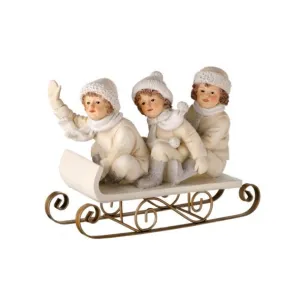 Regency International 8" Resin Winter White Kids on Sled