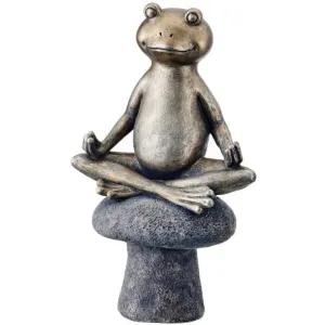 Regency International Resin Yoga Frog on Mushroom 10"