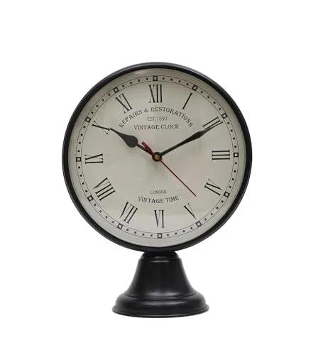 Roomattic 8 Inch Handmade Metal Table Clock Antique Table Clock