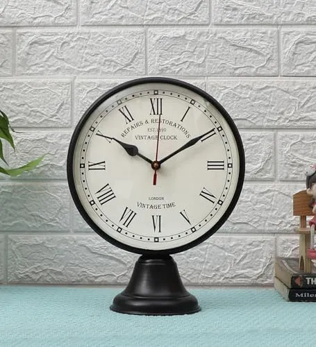 Roomattic 8 Inch Handmade Metal Table Clock Antique Table Clock