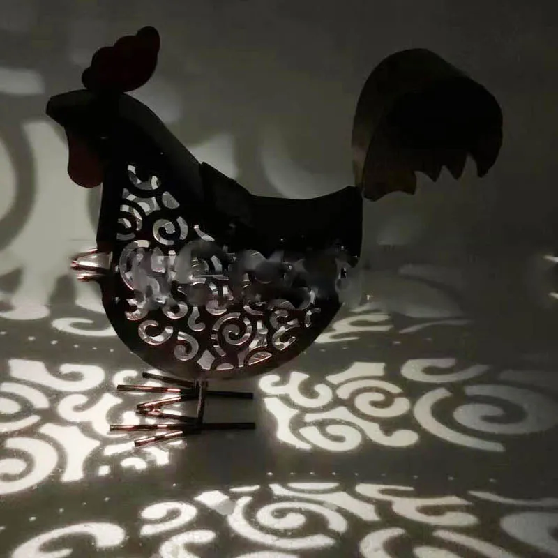 Rooster Shaped Iron Solar Garden Lamp Landscape Light for Outdoor Decorations