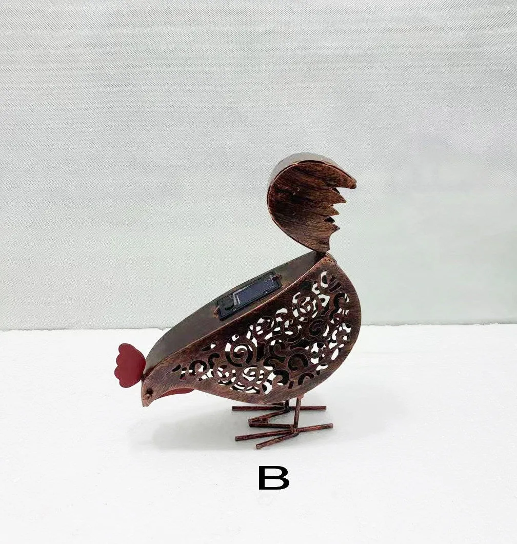 Rooster Shaped Iron Solar Garden Lamp Landscape Light for Outdoor Decorations