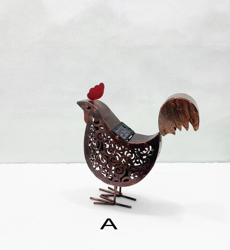 Rooster Shaped Iron Solar Garden Lamp Landscape Light for Outdoor Decorations